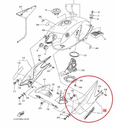 Yamaha YBR125 Új bal oldali idom